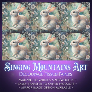 Pastel Art Nouveau Floral Rabbit Decoupage Tissue Paper