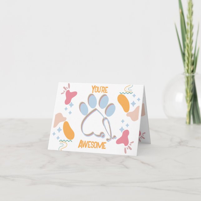 Pastel Artistic Veterinary Technician  Thank You Card (Front)
