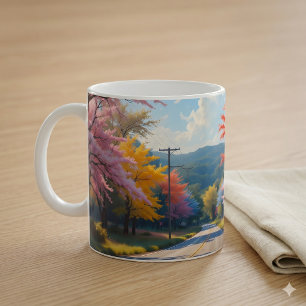 Pastel Autumn Country Road Watercolor Coffee Mug