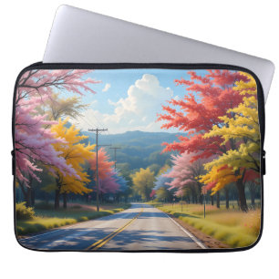 Pastel Autumn Country Road Watercolor Laptop Sleeve