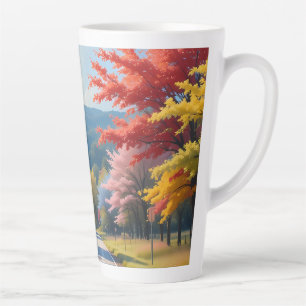 Pastel Autumn Country Road Watercolor Latte Mug