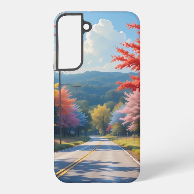 Pastel Autumn Country Road Watercolor Samsung Galaxy S22+ Case (Back)