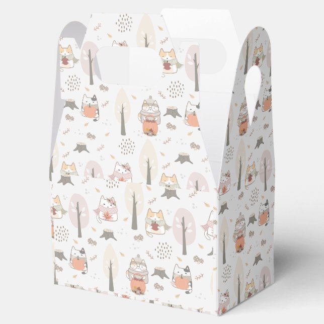 Pastel Autumn Cute Cats Favour Box (Opened)