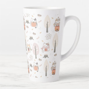Pastel Autumn Cute Cats Latte Mug