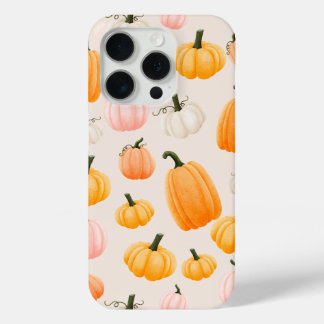 Pastel Autumn Pumpkin Pattern Illustration iPhone 15 Pro Case