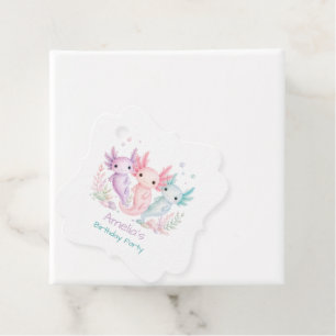 Pastel Axolotl Birthday Party Thank You Favour Tags