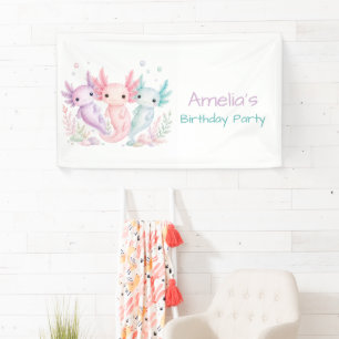 Pastel Axolotl Birthday Party Welcome Banner