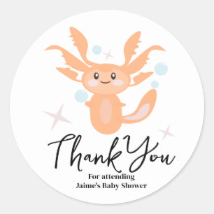 Pastel Axolotl Ocean Creature Baby Shower Classic Round Sticker