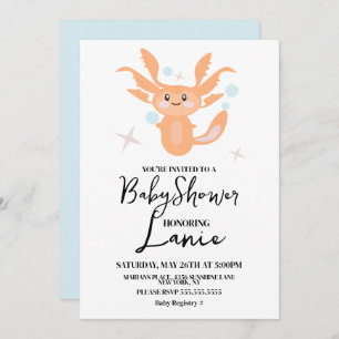 Pastel Axolotl Ocean Creature Baby Shower Invitation