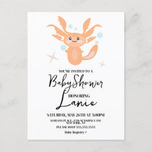 Pastel Axolotl Ocean Creature Baby Shower Postcard