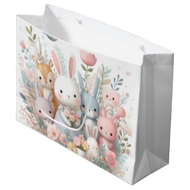 Pastel Baby Animals Baby Shower New Baby Gift Bag (Front Angled)