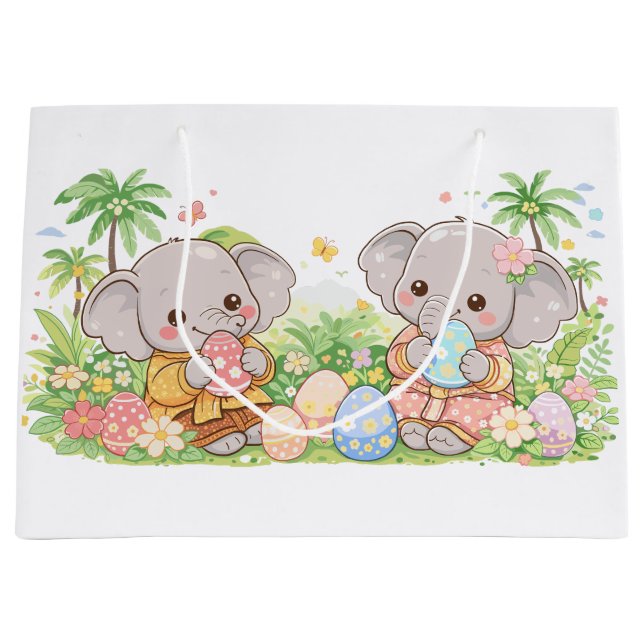 Pastel Baby Animals with Floral Eggs Large Gift Bag (Front)