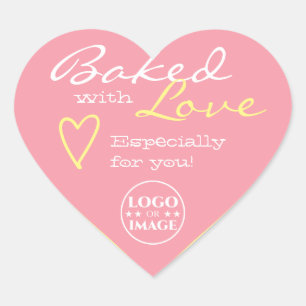 Pastel Baby Blue and Pink Made Love Heart Logo Heart Sticker