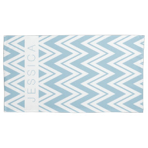 Pastel Baby Blue And White Chevron Pattern Pillowcase