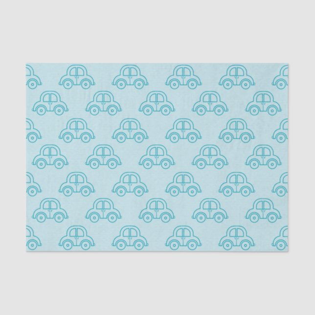 PASTEL BABY BLUE CARS TISSUE PAPER (Front)