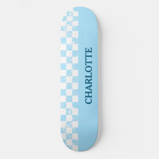 Pastel Baby Blue Chequered Skateboard