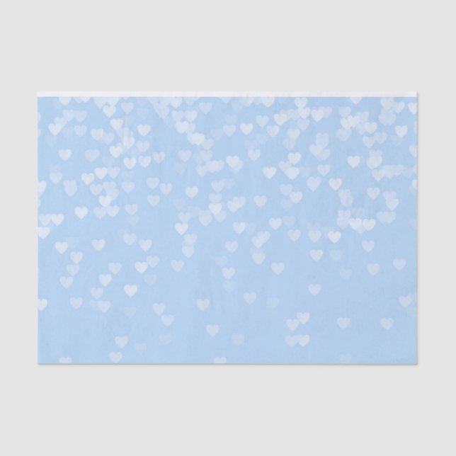 Pastel Baby Blue Confetti Hearts Tissue Paper (Front)