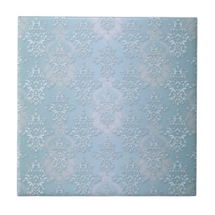 Pastel Baby Blue Damask Tile