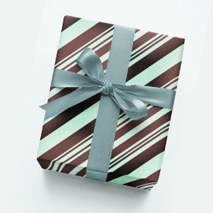 Pastel Baby Blue Espresso Brown Stripe Modern Boho Wrapping Paper