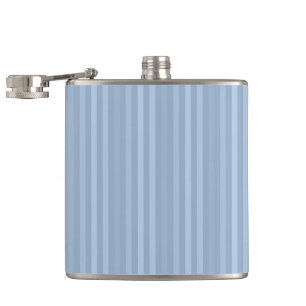 Pastel Baby Blue Vertical Stripes Hip Flask