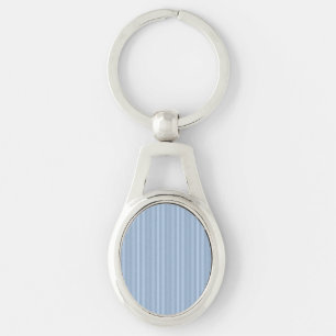 Pastel Baby Blue Vertical Stripes Key Ring
