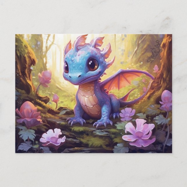 Pastel Baby Dragon Postcard (Front)