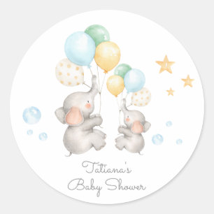 Pastel Baby Elephant Thank You Sticker Favours