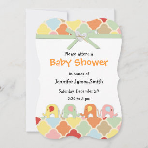 Pastel Baby Elephants Shower Invitation