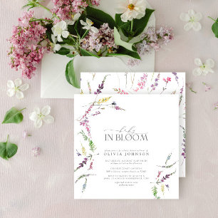 Pastel Baby in Bloom Script Floral Baby Shower Invitation