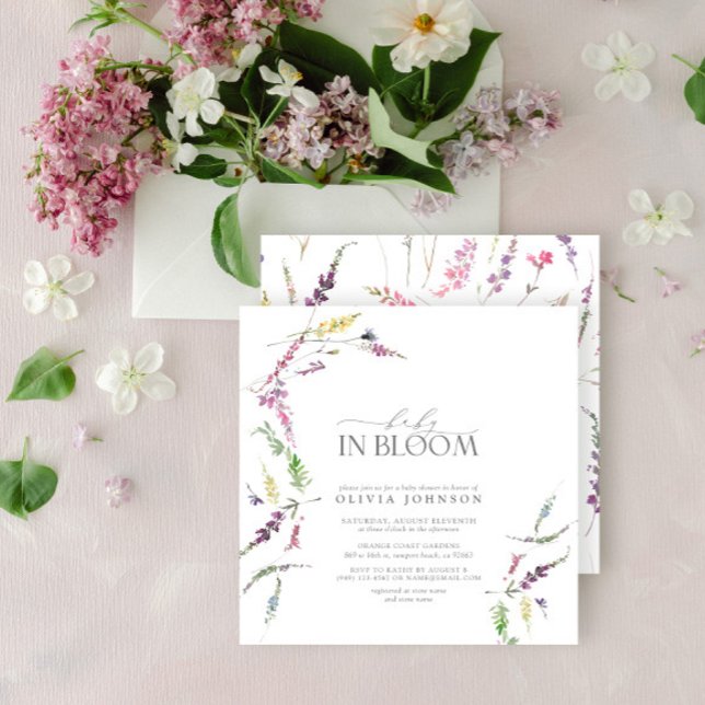 Pastel Baby in Bloom Script Floral Baby Shower Invitation (Creator Uploaded)