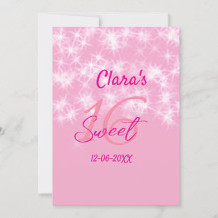 Pastel baby pink sweet 16 birthday add name da invitation