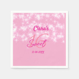 Pastel baby pink sweet 16 birthday add name da napkin