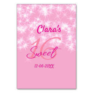 Pastel baby pink sweet 16 birthday add name da table number