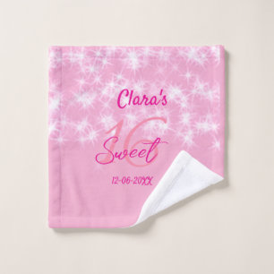 Pastel baby pink sweet 16 birthday add name da wash cloth