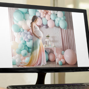 Pastel Baby Shower Balloon Photography Background Poster