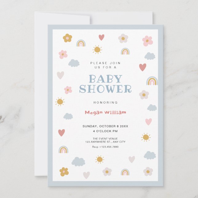 Pastel baby shower invitation (Front)