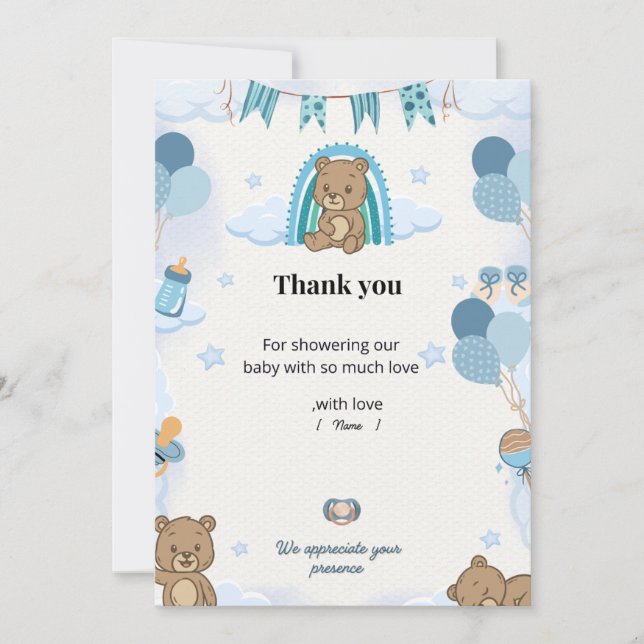 Pastel Baby Shower Thank You Card (Front)