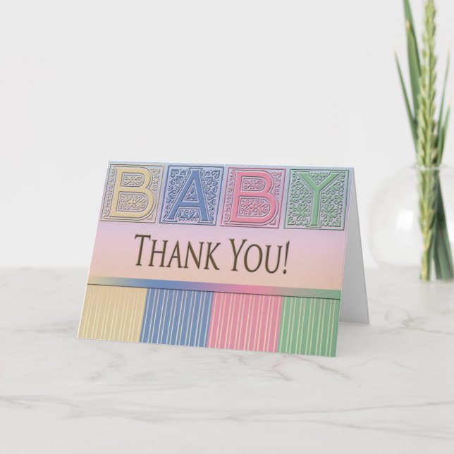 Pastel Baby Shower Thank you Card (Front)