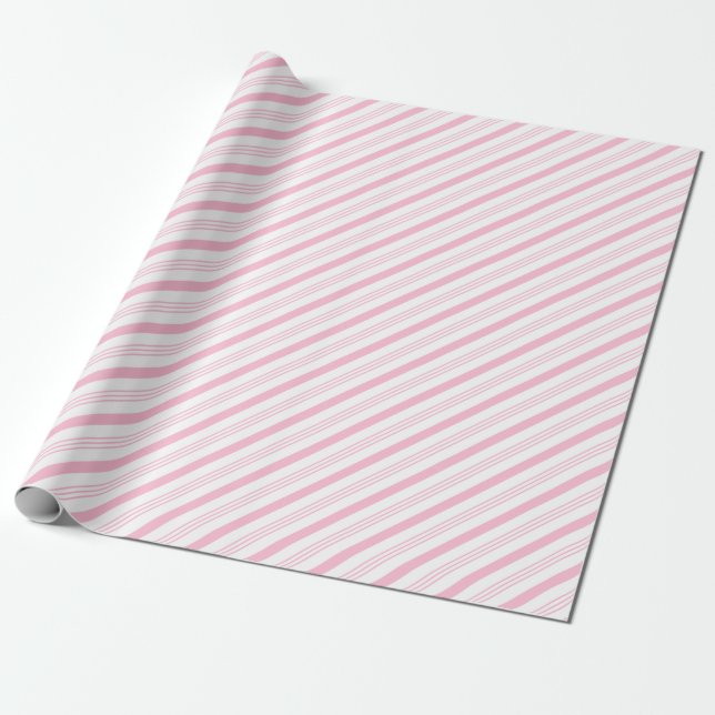 Pastel Baby Soft Pink and White Stripe Gift Wrapping Paper (Unrolled)