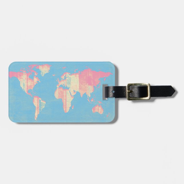 Pastel Baby Stripes Map Luggage Tag (Front Horizontal)