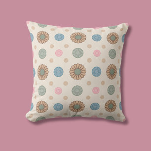 Pastel Babylonian Inspired Floral Pattern Cushion