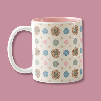 Pastel Babylonian Inspired Floral Pattern Two-Tone Coffee Mug