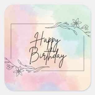 Pastel Background Birthday Square Sticker