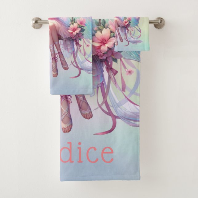 Pastel Ballerina Fairy Princess Girls  Bath Towel Set (Insitu)