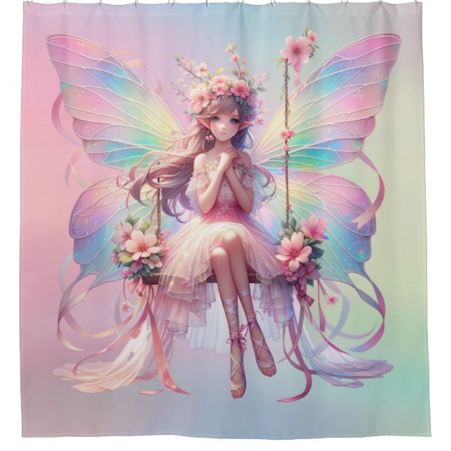 Pastel Ballerina Fairy Princess Girls  Shower Curtain (Front)