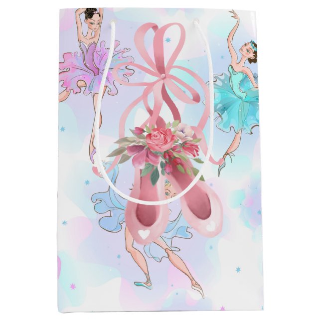 Pastel Ballet Dancers  Medium Gift Bag (Front)