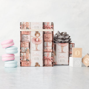 Pastel Ballet Theme with Ribbons and Tutus Wrapping Paper