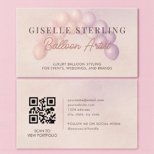 Pastel Balloon Artist Decorator QR Code Business Card