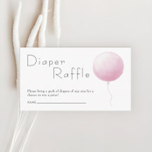 Pastel Balloon Baby Girl Shower Diaper Raffle 