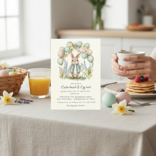 Pastel Balloon Bunny Spring Easter Invitation